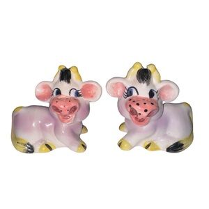 Vintage Anthropomorphic Purple Cow Salt and Pepper Shakers Thames Japan